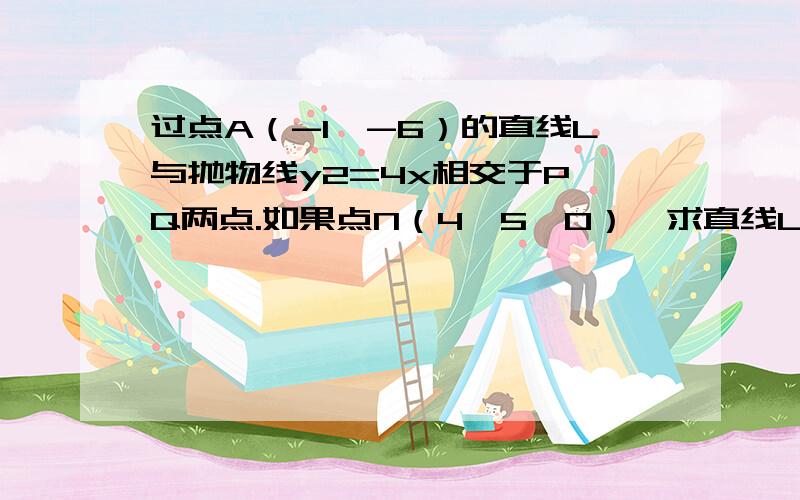 过点A（-1,-6）的直线L与抛物线y2=4x相交于P,Q两点.如果点N（4、5,0）,求直线L的斜率k的值.使PN=QN