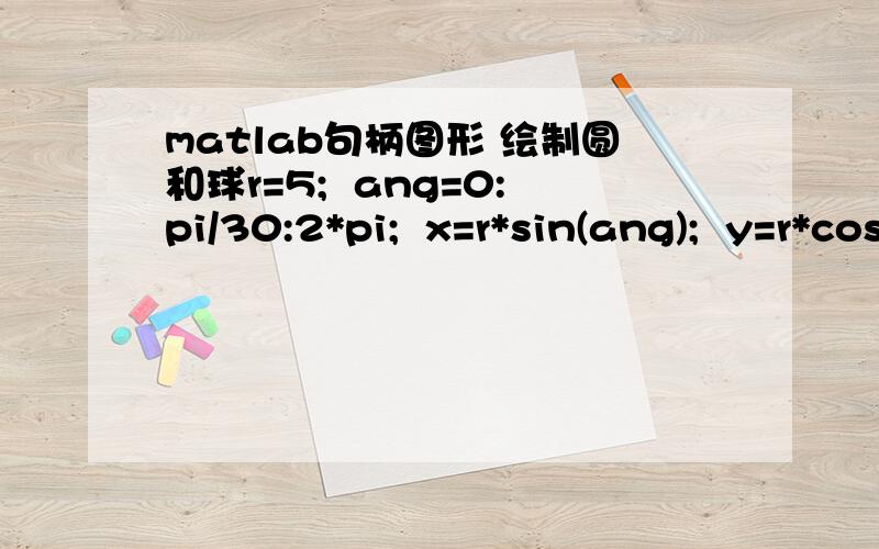 matlab句柄图形 绘制圆和球r=5;  ang=0:pi/30:2*pi;  x=r*sin(ang);  y=r*cos(ang);  plot(x,y,'b');  hold on  plot(x(1),y(1),'r.');  plot(x(1),y(1),'r.');是什么意思?