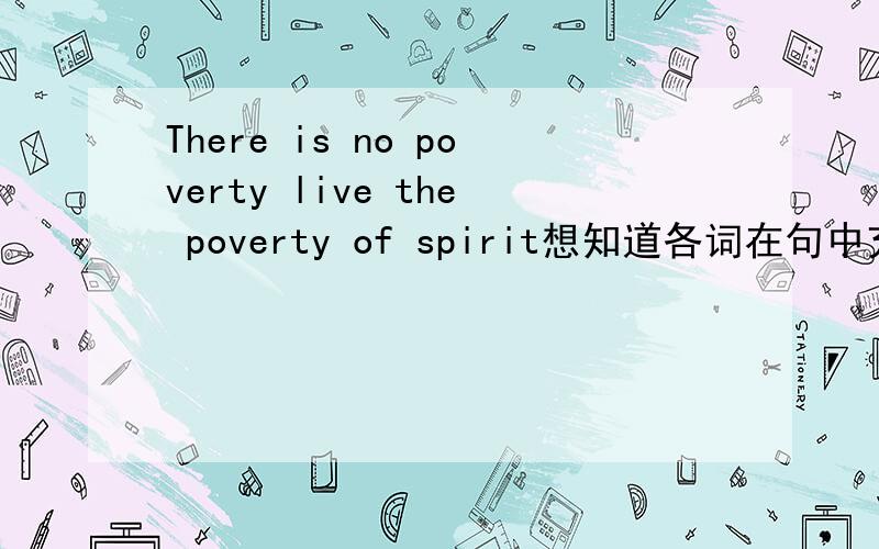 There is no poverty live the poverty of spirit想知道各词在句中充当的成分解释一下poverty live the poverty的意思