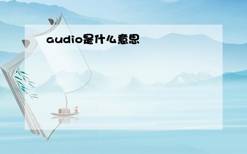 audio是什么意思