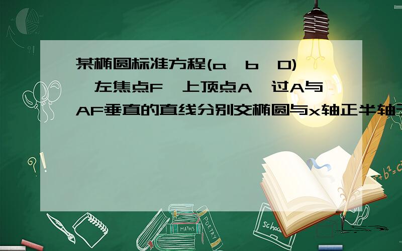 某椭圆标准方程(a>b>0),左焦点F,上顶点A,过A与AF垂直的直线分别交椭圆与x轴正半轴于P、Q.且向量AP=8/5向量PQ.求椭圆离心率.