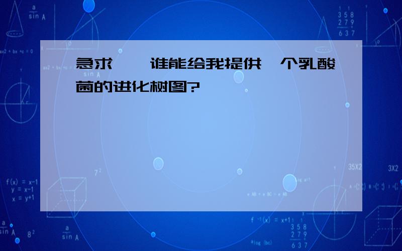 急求——谁能给我提供一个乳酸菌的进化树图?