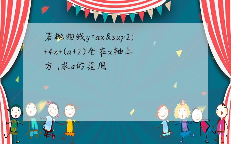 若抛物线y=ax²+4x+(a+2)全在x轴上方 ,求a的范围