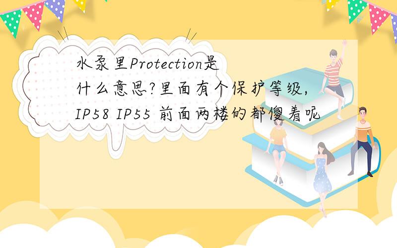 水泵里Protection是什么意思?里面有个保护等级,IP58 IP55 前面两楼的都傻着呢