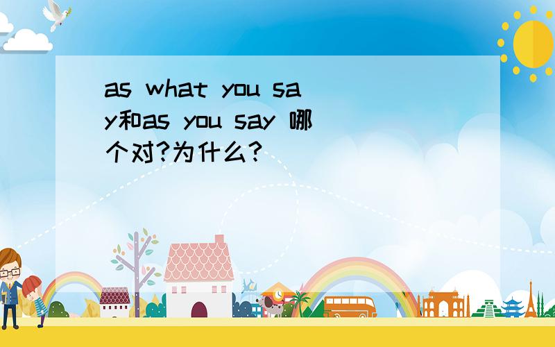 as what you say和as you say 哪个对?为什么?