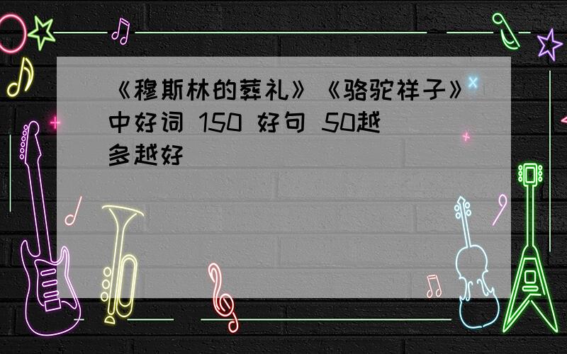 《穆斯林的葬礼》《骆驼祥子》中好词 150 好句 50越多越好