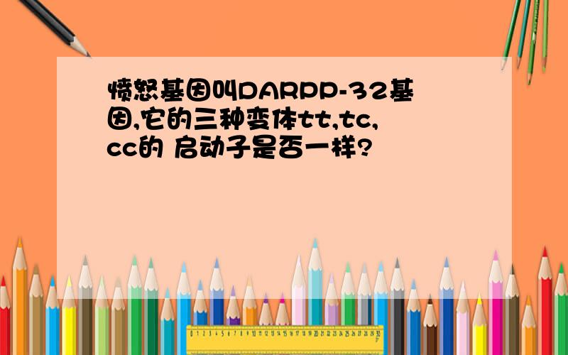 愤怒基因叫DARPP-32基因,它的三种变体tt,tc,cc的 启动子是否一样?