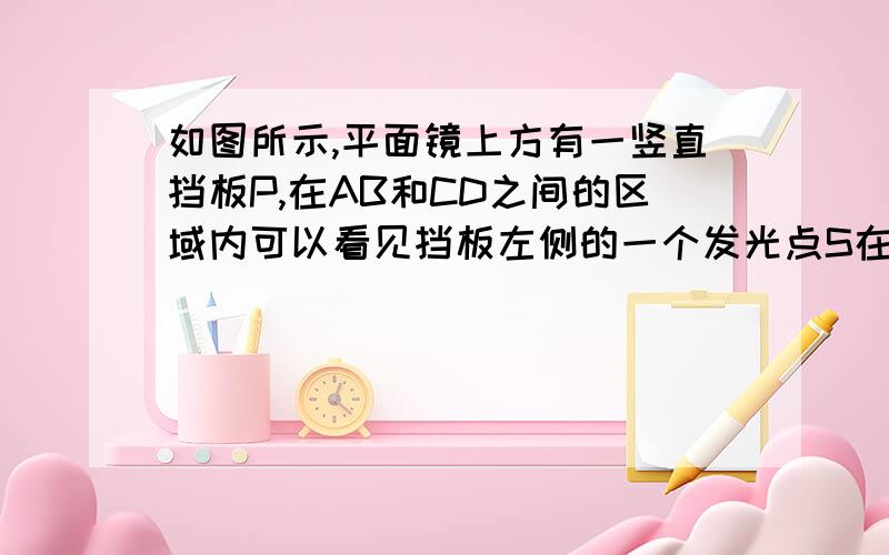 如图所示,平面镜上方有一竖直挡板P,在AB和CD之间的区域内可以看见挡板左侧的一个发光点S在平面镜中的像