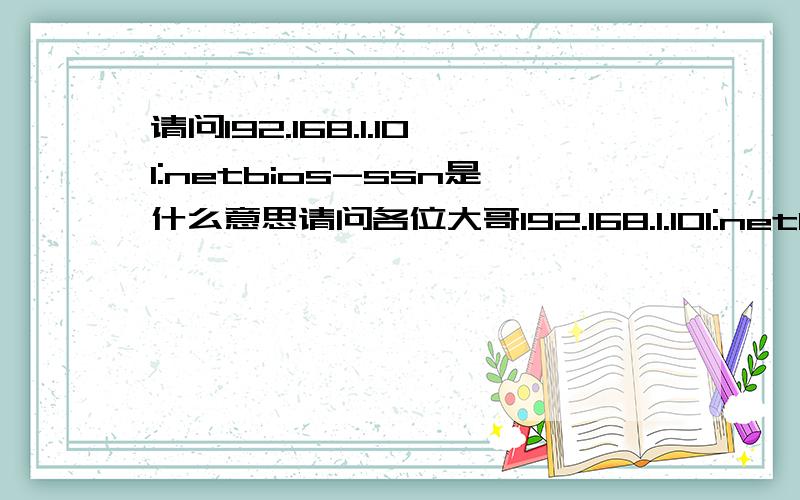 请问192.168.1.101:netbios-ssn是什么意思请问各位大哥192.168.1.101:netbios-ssn是什么意思呀~请一楼 的朋友再说的详细一点,具体一点好吗?