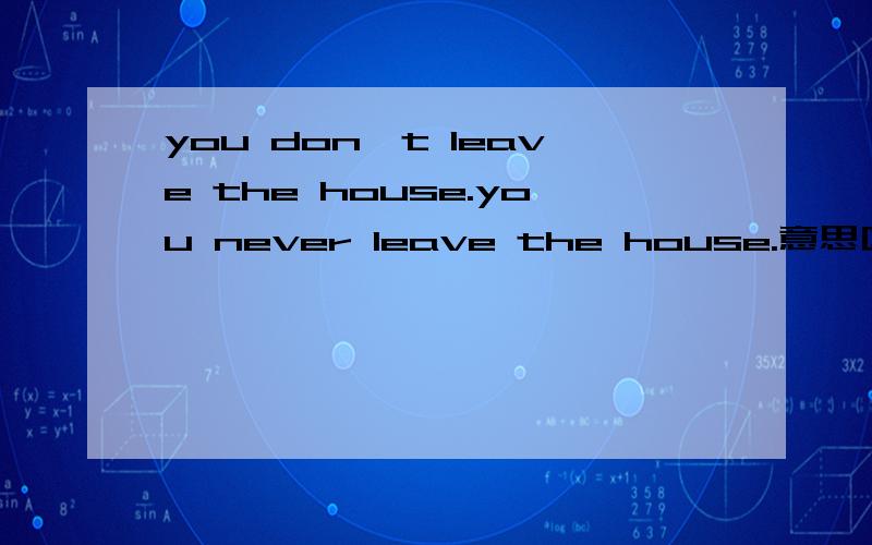 you don't leave the house.you never leave the house.意思区别?