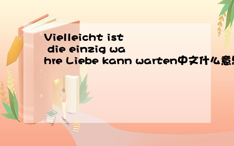 Vielleicht ist die einzig wahre Liebe kann warten中文什么意思?