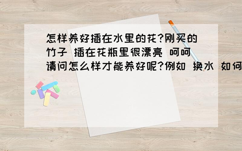 怎样养好插在水里的花?刚买的竹子 插在花瓶里很漂亮 呵呵请问怎么样才能养好呢?例如 换水 如何施肥