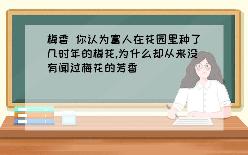 梅香 你认为富人在花园里种了几时年的梅花,为什么却从来没有闻过梅花的芳香