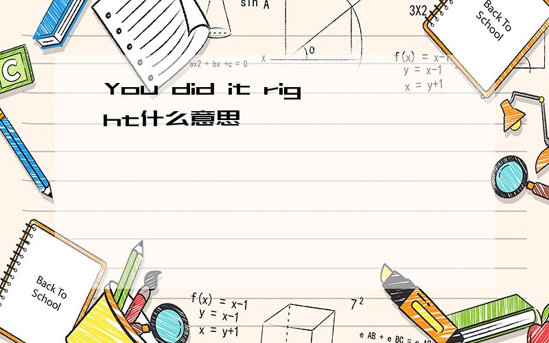 You did it right什么意思