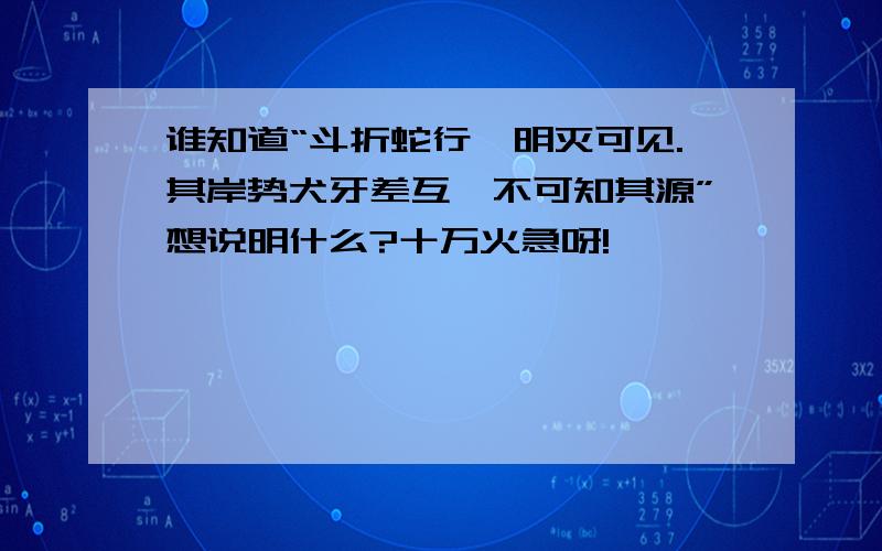 谁知道“斗折蛇行,明灭可见.其岸势犬牙差互,不可知其源”想说明什么?十万火急呀!