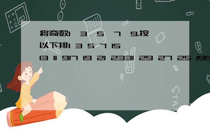 将奇数1、3、5、7、9.按以下排1 3 5 7 15 13 11 917 19 21 2331 29 27 25 1993排在第几行第几列