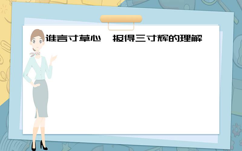 谁言寸草心,报得三寸辉的理解