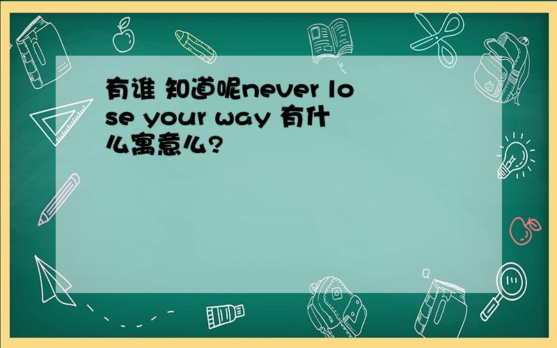 有谁 知道呢never lose your way 有什么寓意么?