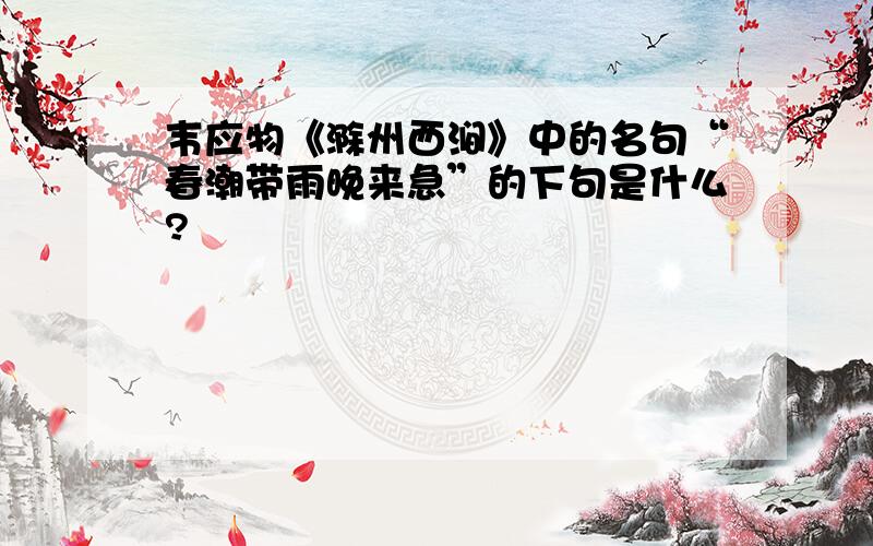 韦应物《滁州西涧》中的名句“春潮带雨晚来急”的下句是什么?