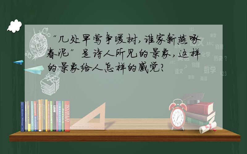 “几处早莺争暖树,谁家新燕啄春泥”是诗人所见的景象,这样的景象给人怎样的感觉?