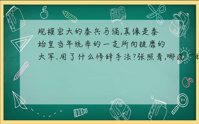 规模宏大的秦兵马俑,真像是秦始皇当年统率的一支所向披靡的大军.用了什么修辞手法?张照青,哪道“我好像和你没关系”也是比喻吗?