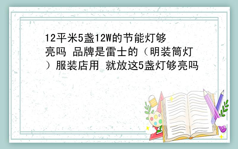 12平米5盏12W的节能灯够亮吗 品牌是雷士的（明装筒灯）服装店用 就放这5盏灯够亮吗