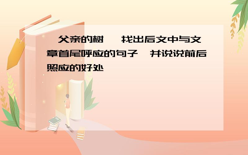 《父亲的树》 找出后文中与文章首尾呼应的句子,并说说前后照应的好处