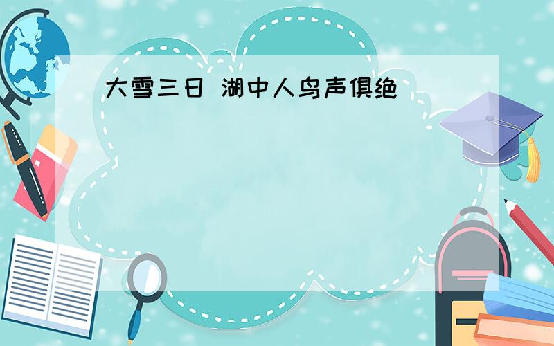 大雪三日 湖中人鸟声俱绝