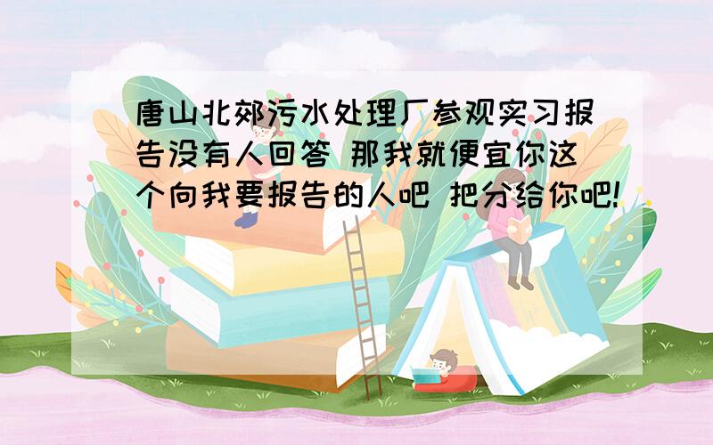 唐山北郊污水处理厂参观实习报告没有人回答 那我就便宜你这个向我要报告的人吧 把分给你吧!