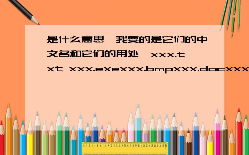 是什么意思【我要的是它们的中文名和它们的用处】xxx.txt xxx.exexxx.bmpxxx.docxxx.ppt还有C,D,E,F盘是干啥的,USB是什么,主机的用处,键盘怎么用