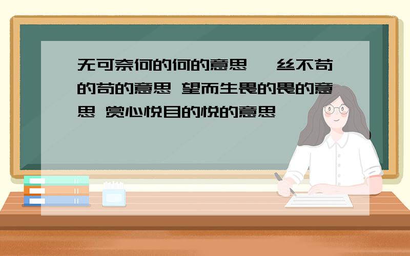 无可奈何的何的意思 一丝不苟的苟的意思 望而生畏的畏的意思 赏心悦目的悦的意思