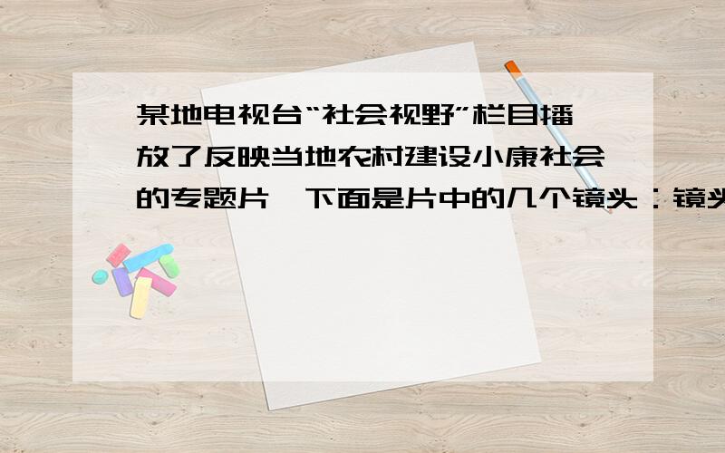 某地电视台“社会视野”栏目播放了反映当地农村建设小康社会的专题片,下面是片中的几个镜头：镜头一 富裕起来的农家——绿树掩映中,有一幢漂亮的农家别墅,院子里停着拖拉机和摩托车