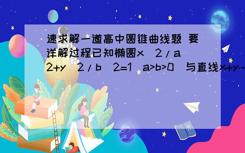 速求解一道高中圆锥曲线题 要详解过程已知椭圆x^2/a^2+y^2/b^2=1(a>b>0)与直线x+y-1=0交与A,B两点,M为线段AB的中点,且直线OM的斜率为1/4（1）求椭圆的离心率（2）若椭圆的一个焦点到椭圆上一点距