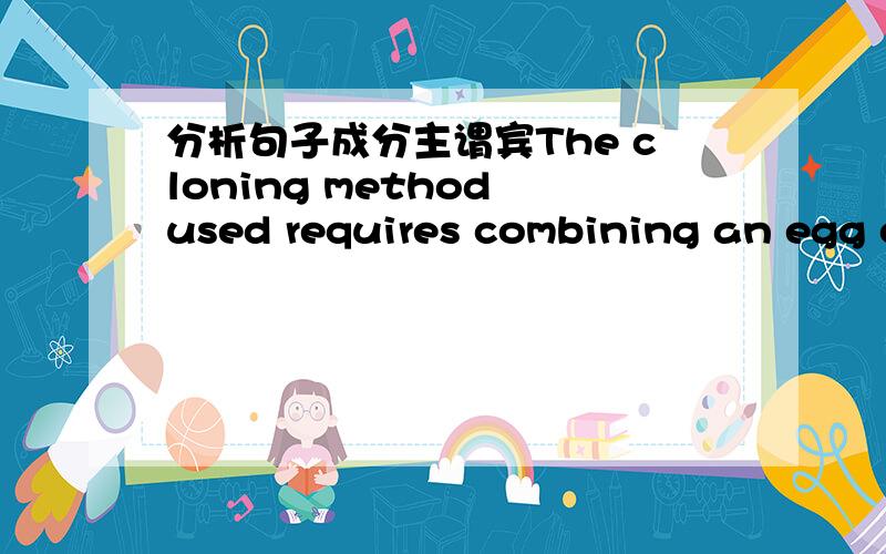 分析句子成分主谓宾The cloning method used requires combining an egg cell with the nucleus of a cell containing the DNA of the person to be cloned.还有知识点