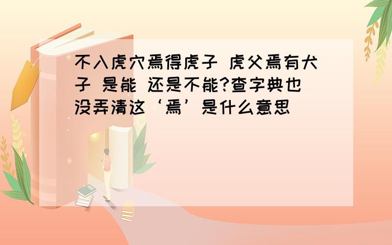 不入虎穴焉得虎子 虎父焉有犬子 是能 还是不能?查字典也没弄清这‘焉’是什么意思