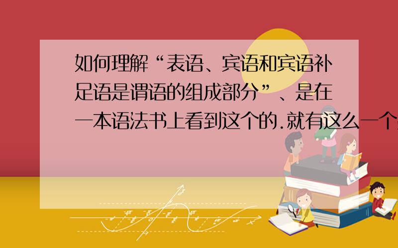 如何理解“表语、宾语和宾语补足语是谓语的组成部分”、是在一本语法书上看到这个的.就有这么一个疑问：谓语包括了表语、宾语和宾语补足语吗?怎么感觉不搭边的.不知道是我的理解错