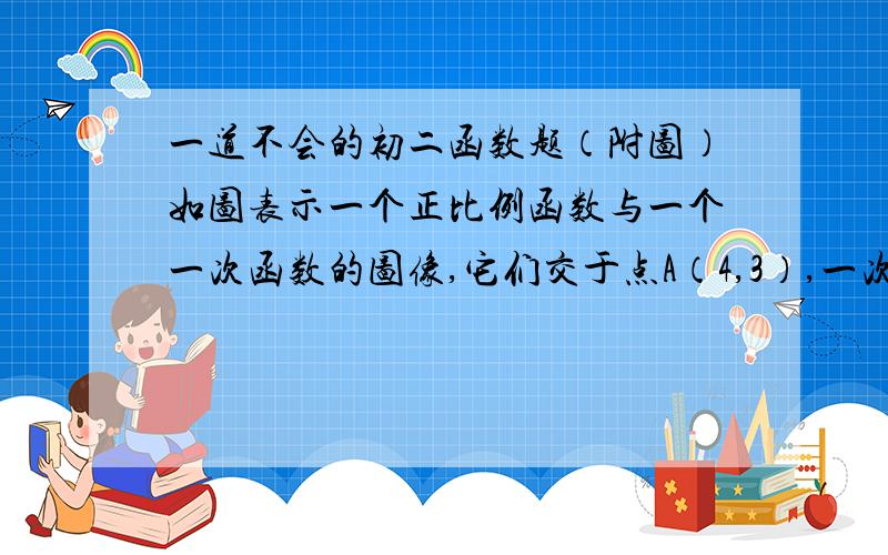 一道不会的初二函数题（附图）如图表示一个正比例函数与一个一次函数的图像,它们交于点A（4,3）,一次函数的图像与y轴交于点B,且OA=OB,求这两个函数的解析式.