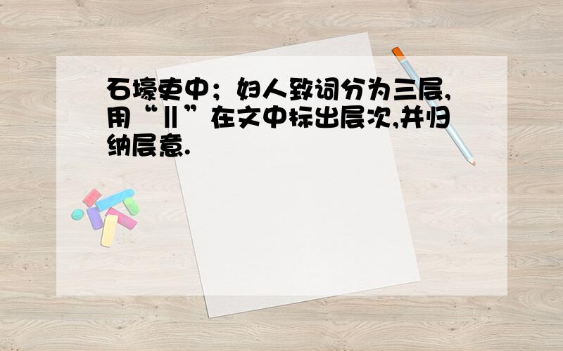 石壕吏中；妇人致词分为三层,用“‖”在文中标出层次,并归纳层意.