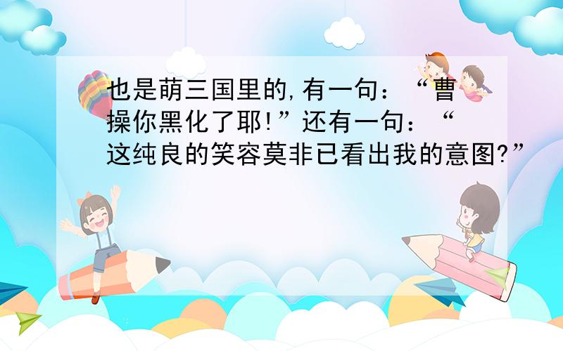 也是萌三国里的,有一句：“曹操你黑化了耶!”还有一句：“这纯良的笑容莫非已看出我的意图?”