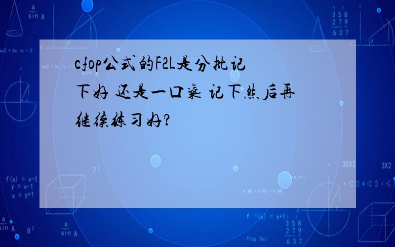 cfop公式的F2L是分批记下好 还是一口气 记下然后再继续练习好?