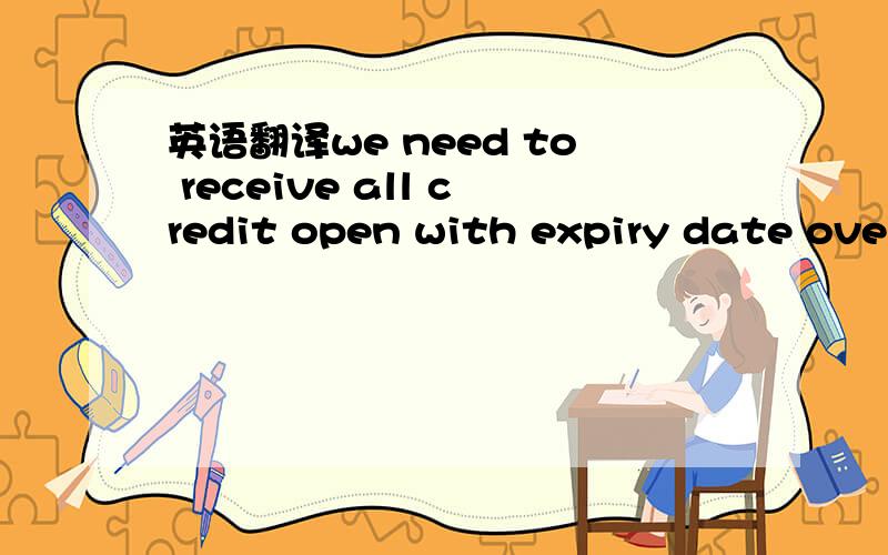 英语翻译we need to receive all credit open with expiry date over 90 days invoice issue date.Please check and let me have your actual situation of credits and debts and your proposal of payments.