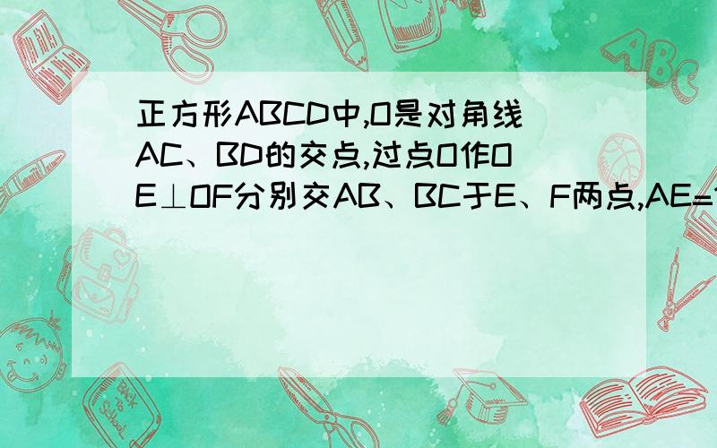 正方形ABCD中,O是对角线AC、BD的交点,过点O作OE⊥OF分别交AB、BC于E、F两点,AE=12,CF=5,则EF的值为