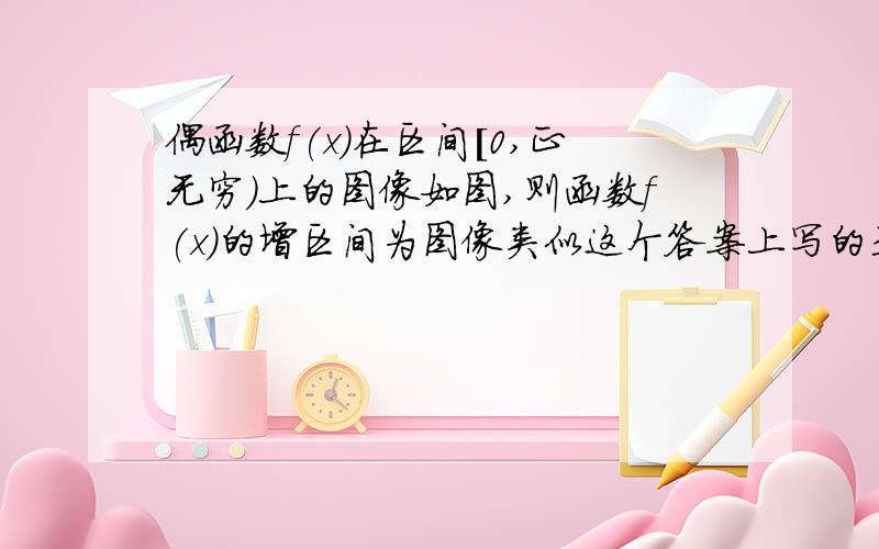 偶函数f(x)在区间[0,正无穷)上的图像如图,则函数f(x)的增区间为图像类似这个答案上写的是[-1,0]和[1,正无穷）我想问此处的“和”能不能写成∪