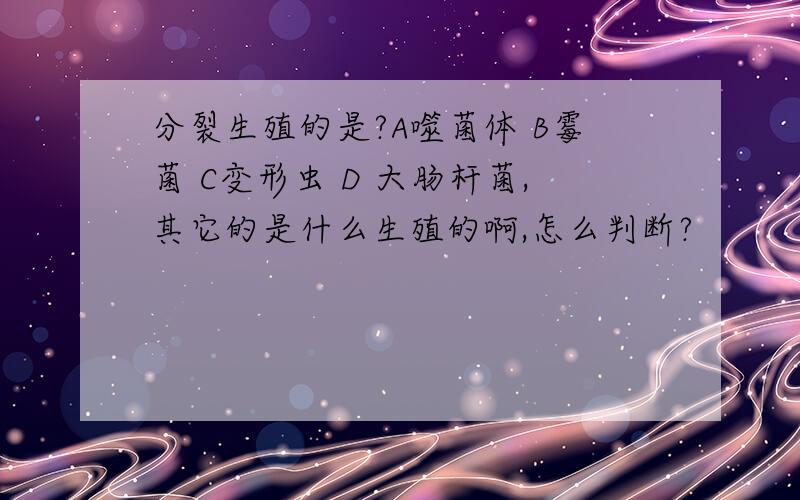 分裂生殖的是?A噬菌体 B霉菌 C变形虫 D 大肠杆菌,其它的是什么生殖的啊,怎么判断?