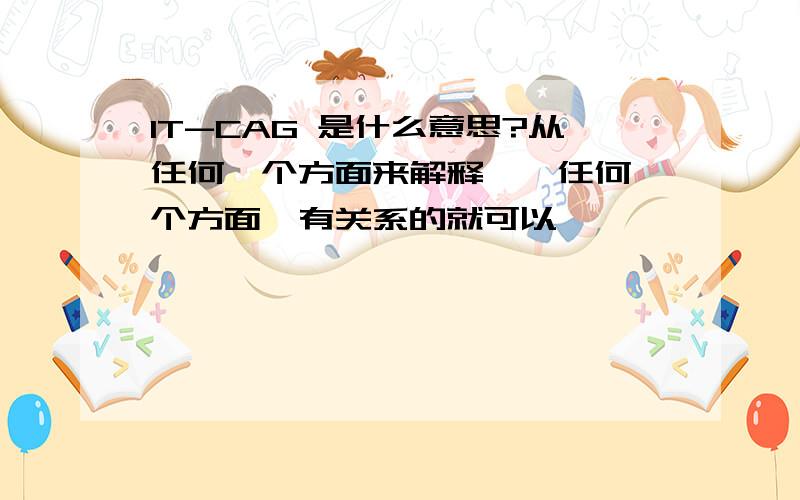 IT-CAG 是什么意思?从任何一个方面来解释……任何一个方面,有关系的就可以……