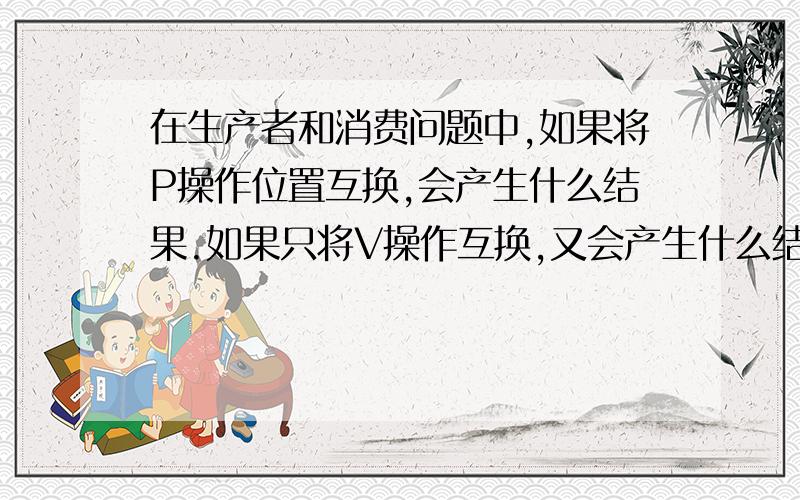 在生产者和消费问题中,如果将P操作位置互换,会产生什么结果.如果只将V操作互换,又会产生什么结果?