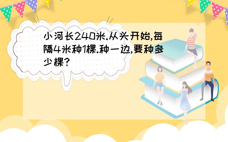 小河长240米.从头开始,每隔4米种1棵.种一边,要种多少棵?