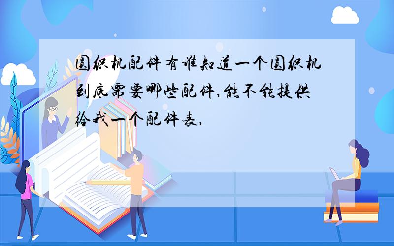 圆织机配件有谁知道一个圆织机到底需要哪些配件,能不能提供给我一个配件表,