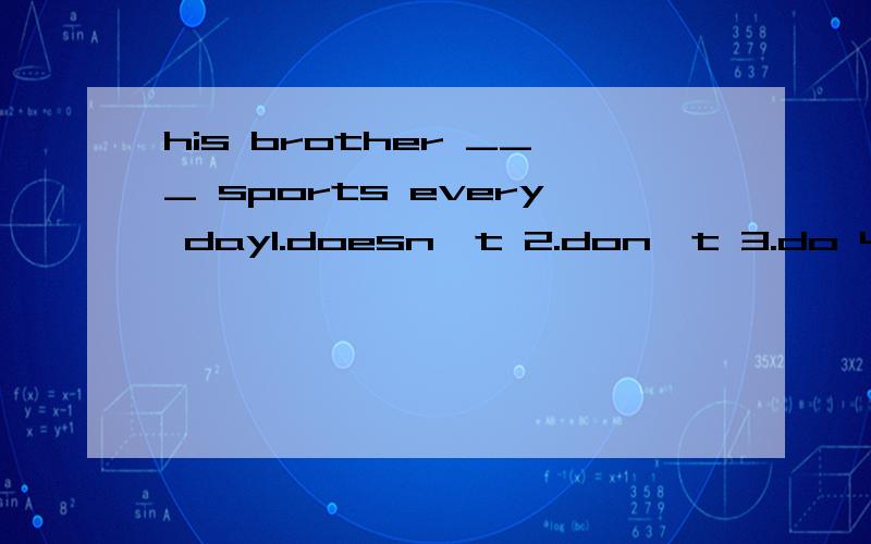 his brother ___ sports every day1.doesn`t 2.don`t 3.do 4.doesn`t do