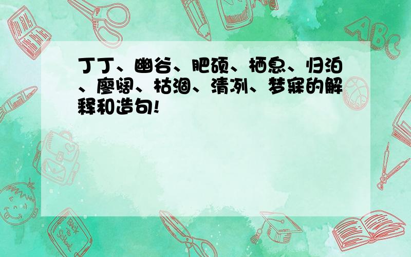 丁丁、幽谷、肥硕、栖息、归泊、廖阔、枯涸、清冽、梦寐的解释和造句!